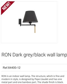 Aplica moderna directionabila design elegant RON gri inchis/negru