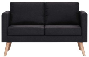 Set canapele, 2 piese, negru, material textil Negru, 2 locuri + 3 locuri