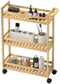 HOMCOM Cos de servit, 3 etaje, grinzi lamelare, protectie anti-cadere, bambus, 55 x 20 x 75 cm | Aosom Romania