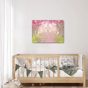 Tablou pe sticlă - Călătorie în regatul roz (70x50 cm)