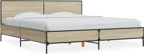 vidaXL Cadru de pat, stejar sonoma, 180x200cm, lemn prelucrat și metal