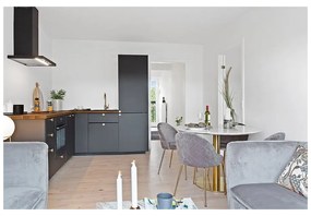 Masă de dining rotundă cu blat cu aspect de marmură ø 110 cm Bolzano – House Nordic