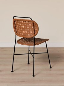 Scaun terracotta din metal si rattan, "Auro"