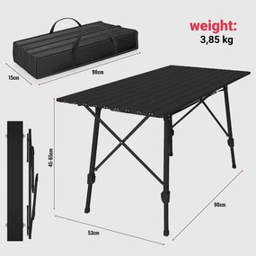 MIADOMODO Masă de camping pliabilă, 90 x 45 x 53 cm