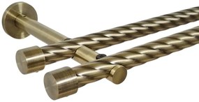 Galerie dubla twist picior universal fara inele prindere perete capacel 19/19 mm aur antic (Alege marime: 180 cm)