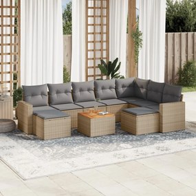 vidaXL Set canapele de grădină cu perne, 10 piese, bej, poliratan