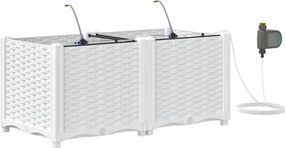 vidaXL Vază pentru Grădină 2 pcs Alb Oțel