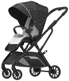 Carucior 2 in 1 pentru copii Usor si Compact - Pliabil, Sistem de absorbtie a socurilor, Scaun Reversibil - Negru cu stelute- CPC-58-stelute