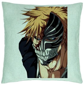 Perna Decorativa cu Bleach Hollow Ichigo, 40x40 cm, Verde Menta, Husa Detasabila, Burduf