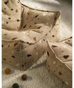 Fotoliu puf pentru copii maro deschis cu tapițerie din țesătură bouclé/cu tapițerie din chenille Terrazzo Square – Wigiwama