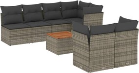 vidaXL Set canapele de grădină cu perne, 8 piese, gri, poliratan
