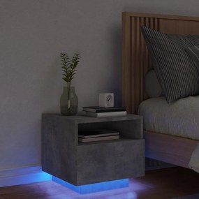 vidaXL Noptieră cu lumini LED, gri beton, 40x39x37 cm