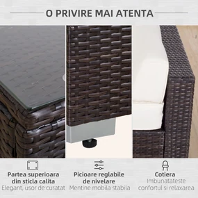 Outsunny Set Mobilier de Grădină 18 Piese din Ratan Sintetic Maro 80x80x50cm | Aosom Romania