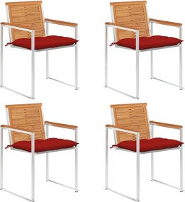 vidaXL Scaune de grădină cu perne, 4 buc., lemn masiv de acacia