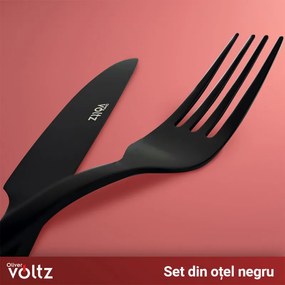 Set de tacamuri in cutie Voltz, V51512AB24, 24 piese, Negru, Inox