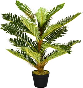 HOMCOM Plantă Artificială de Palmă cu 18 Frunze și Vas Inclus pentru Interior, Înălțime 85 cm, Verde | Aosom Romania
