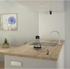 Priză încorporabilă în blat Twist Bachmann, 2 prize Schuko, oțel inoxidabil, D:115 mm Oțel inoxidabil, Metal/Plastic
