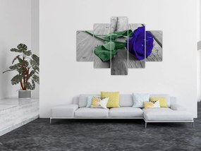 Tablou - Trandafir albastru cu tulpina verde (150x105 cm)