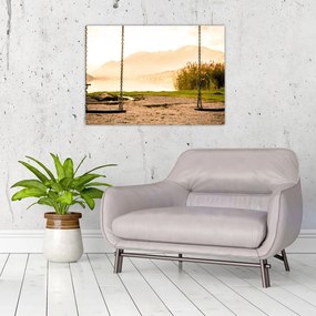 Tablou pe sticlă - balansoar în natură (70x50 cm)