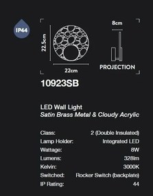 Aplica de perete LED pentru baie IP44 Belle alama