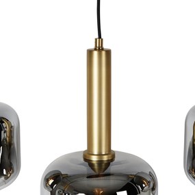 Lampa suspendată inteligentă neagră cu sticlă aurie și fum ovală cu 5 lumini, incl. 5 Wifi A60 - Zuzanna