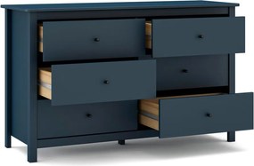 Comodă albastru-închis joasă din lemn masiv de pin 130x80 cm Misti – Marckeric