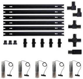 Sistem modern de iluminat pe șine cu 5 pendule negre monofazat - Iconic Lloyd