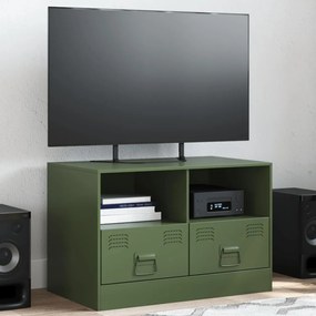Comoda TV, verde masliniu, 67x39x44 cm, otel