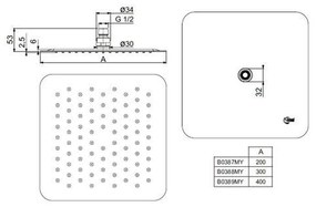 Palarie dus patrata Ideal Standard Idealrain Luxe crom lucios 200x200 mm 200x200 mm