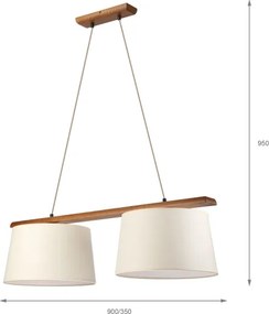 Lampă suspendată pe cablu AIDA 2xE27/15W/230V Ø 35 cm stejar/crem