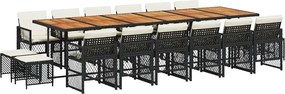 vidaXL Set mobilier de grădină cu perne, 17 piese, negru, poliratan