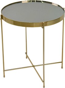 Masuta cafea LEONE, auriu, sticla/metal, 43x43x46 cm