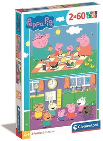Purcelușa Peppa Picnic and School Puzzle Clementoni de 2x60 piese