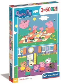 Purcelușa Peppa Picnic and School Puzzle Clementoni de 2x60 piese