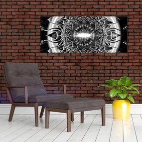 Tablou cu ornamente alb negre (120x50 cm)