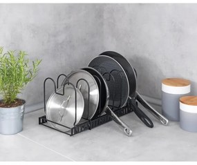 WENKO 53149100 - Suport pentru capace și tigăi, 18 x 18 cm, negru