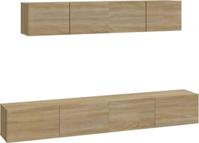 vidaXL Set dulap TV, 4 piese, stejar sonoma, lemn prelucrat