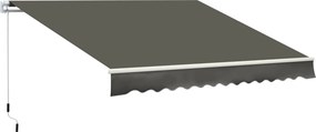 Outsunny Copertină Pliabilă pentru Exterior, Copertină Tip Roll-Up cu Deschidere Manivelă, 350x250 cm, Gri | Aosom Romania