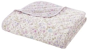 Cuvertură mov lavandă-bej matlasată din bumbac 220x230 cm Ditsy Floral – Bianca
