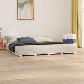 824559 vidaXL Cadru de pat, alb, 200x200 cm, lemn masiv de pin