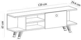 Comoda TV İdil - Negru Marble, Alb