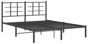 355564 vidaXL Cadru de pat metalic cu tăblie, negru, 160x200 cm