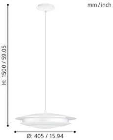 Eglo 98041 - Lustr LED RGB dimabil MONEVA-C pe cablu LED/18W/230V
