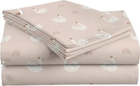 Cearsaf din bumbac SWAN CLOUD roz 140x240 cm