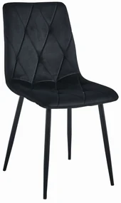 Scaun de masa din catifea neagra LIBRA cu picioare negre