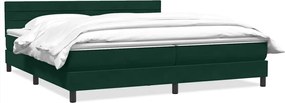 vidaXL Pat box spring cu saltea, verde închis, 180x220 cm, catifea