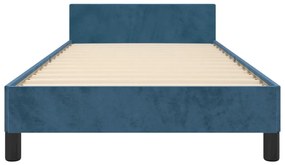 Cadru de pat cu tablie, albastru inchis, 90x200 cm, catifea Albastru inchis, 90 x 200 cm, Design simplu