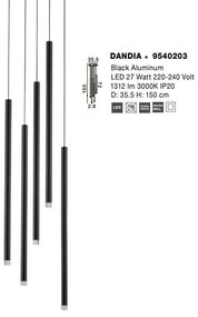 Lustra cu 5 pendule LED design tubular DANDIA