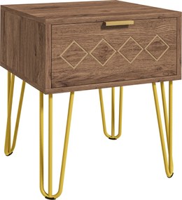 HOMCOM Noptiere Moderne Set 2 Bucati din PAL si Otel cu Sertar, 39.5x41x49 cm, Maro | Aosom Romania
