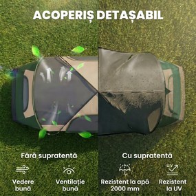 Outsunny Cort de Camping pentru 6-8 Persoane cu 2 Camere Separate și Uși cu Fermoar, 450x215x180 cm, Verde | Aosom Romania